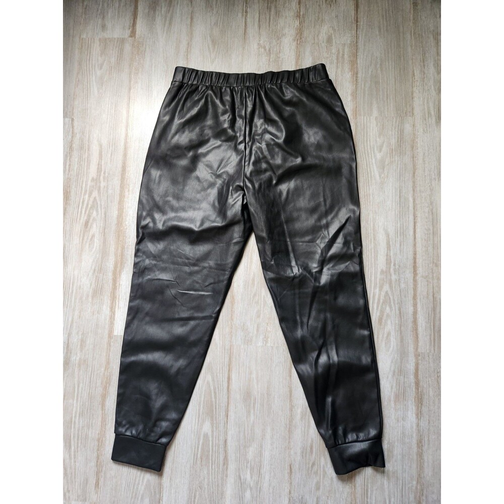 Juicy Couture Faux Leather Jogger Pants Black Fleece Lined Pull On Womens XL EUC - Picture 10 of 10